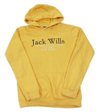 Žlutá mikina s nápisem a kapucí Jack Wills