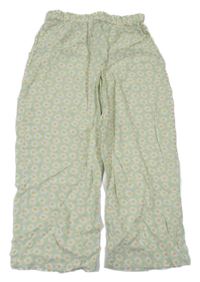 Světlezelené culottes květované kalhoty H&M
