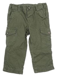 Khaki plátěné podšité cargo kalhoty H&M