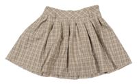 Béžovo-hnědá kostkovaná skládaná sukně Zara