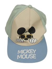 Béžovo-modro-zelená čepice s Mickeym Sinsay