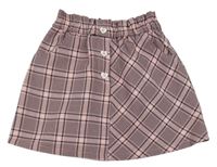 Růžovo-černá kostkovaná sukně s knoflíčky Primark