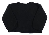 Černý oversize crop žinylkový svetr H&M