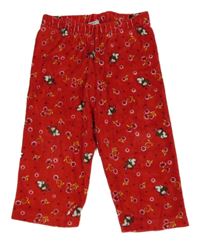Červené kytičkované sametové tepláky Disney + H&M