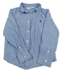 Modrá melírovaná košile s výšivkou H&M