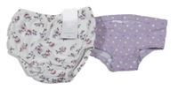 Nové - 2x Bílé kytičkované + fialové puntíkované kalhotky H&M 