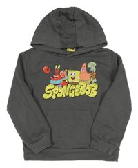 Tmavošedá mikina se SpongeBobem a kapsou a kapucí PRIMARK