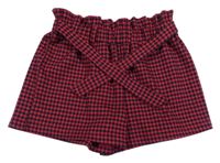 Černo-červené vzorované kraťasy s páskem Primark