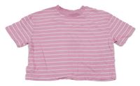Růžovo-bílé pruhované crop tričko Primark