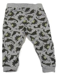 Šedé melírované tepláky s dinosaury Pep&Co