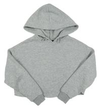 Šedá melírovaná oversize crop mikina s kapucí New Look