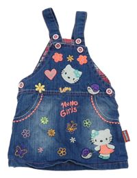Tmavomodré riflové laclové šaty s Hello Kitty 