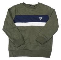 Khaki-tmavomodro-bílá mikina s výšivkou George