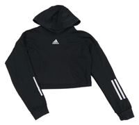 Černá crop mikina s logem a kapucí Adidas