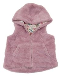 Růžová kožešinová podšitá vesta s kapucí so cute