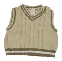 Světlebéžovo-hnědá vzorovaná pletená vesta little bundle 