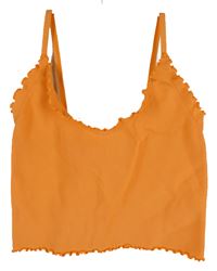 Dámský oranžový žebrovaný crop top Bershka 