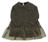 Hnědo-černé leopardí tylové šaty Dunnes