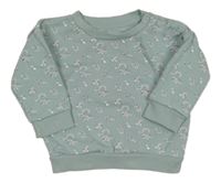 Modrošedá mikina s kytičkami Primark