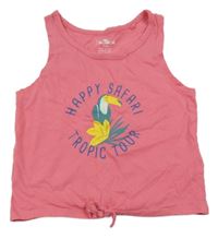 Růžový crop top s tukanem Kuniboo