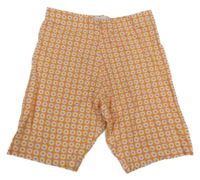 Oranžovo-růžové kostkované kraťasy s kytičkami Primark