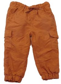 Cihlové cargo cuff šusťákové kalhoty