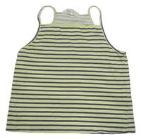 Bílo-černo-neonově zelený pruhovaný crop top H&M