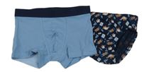 2 set - modré boxerky + tmavomodré vzorované slipy s tygry 