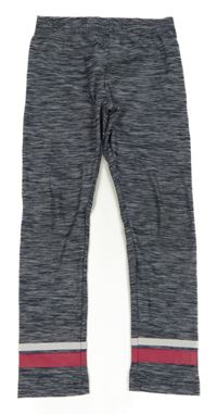 Modro-bílo-růžové melírované sportovní crop legíny s pruhy s nápisem Pocopiano