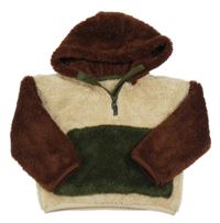 Béžovo-hnědo-hhaki chupatá mikina s kapucí Dunnes