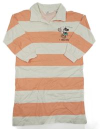 Bílo-lososové pruhované šaty s Minnie a límečkem H&M