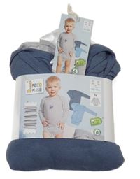 Nové - 3x - Body - Tmavomodré, modré s parníčky, šedé melírované POCOPIANO