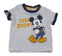 Tmavomodro-bílé pruhované tričko s Mickeym C&A