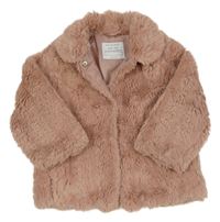 Starorůžový kožešinový podšitý kabát s límečkem Primark