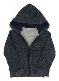 Tmavomodrá třpytivá propínací mikina s kapucí H&M