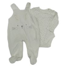 2 Set - Bílé sametové dupačky s kálíkem + Bílé puntíkované body George