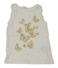Bílý top s motýly a volánky H&M