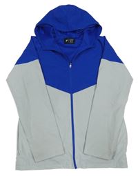 Modro-šedá šusťáková jarní bunda s kapucí Primark