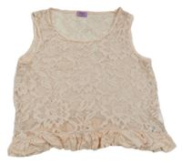 Světlerůžový krajkový crop top F&F
