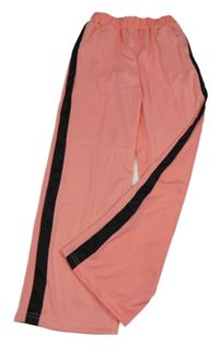 Korálové culottes kalhoty s proužky a puky