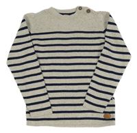 Béžovo-tmavomodrý pruhovaný svetr H&M