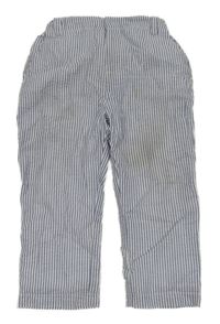 Modro-bílé pruhované chino krepové podšité kalhoty Mon&CORUR