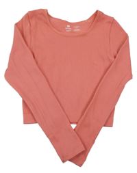 Korálové žebrované sportovní crop triko F&F