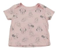 Světlerůžové žebrované tričko s Minnie a Daisy Disney 