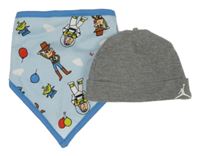 2set -  Šedá čepice + světlemodrý šátek s Toy Strory