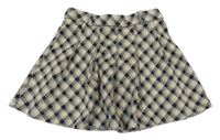 Světlebéžovo-tmavomodro-khaki károvaná sukně ZARA