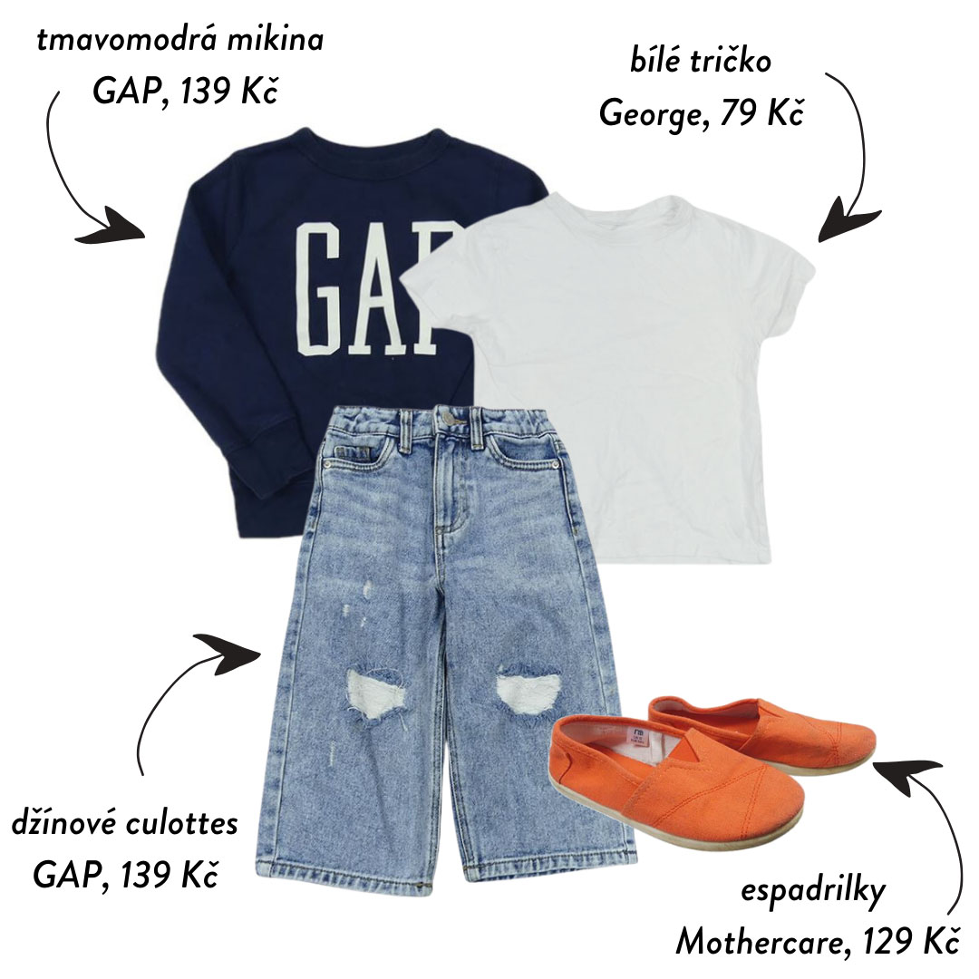 Tento outfit ve velikosti 110 si umíme představit i na sobě a co vy? Tyhle basic kousky jsou trendy!